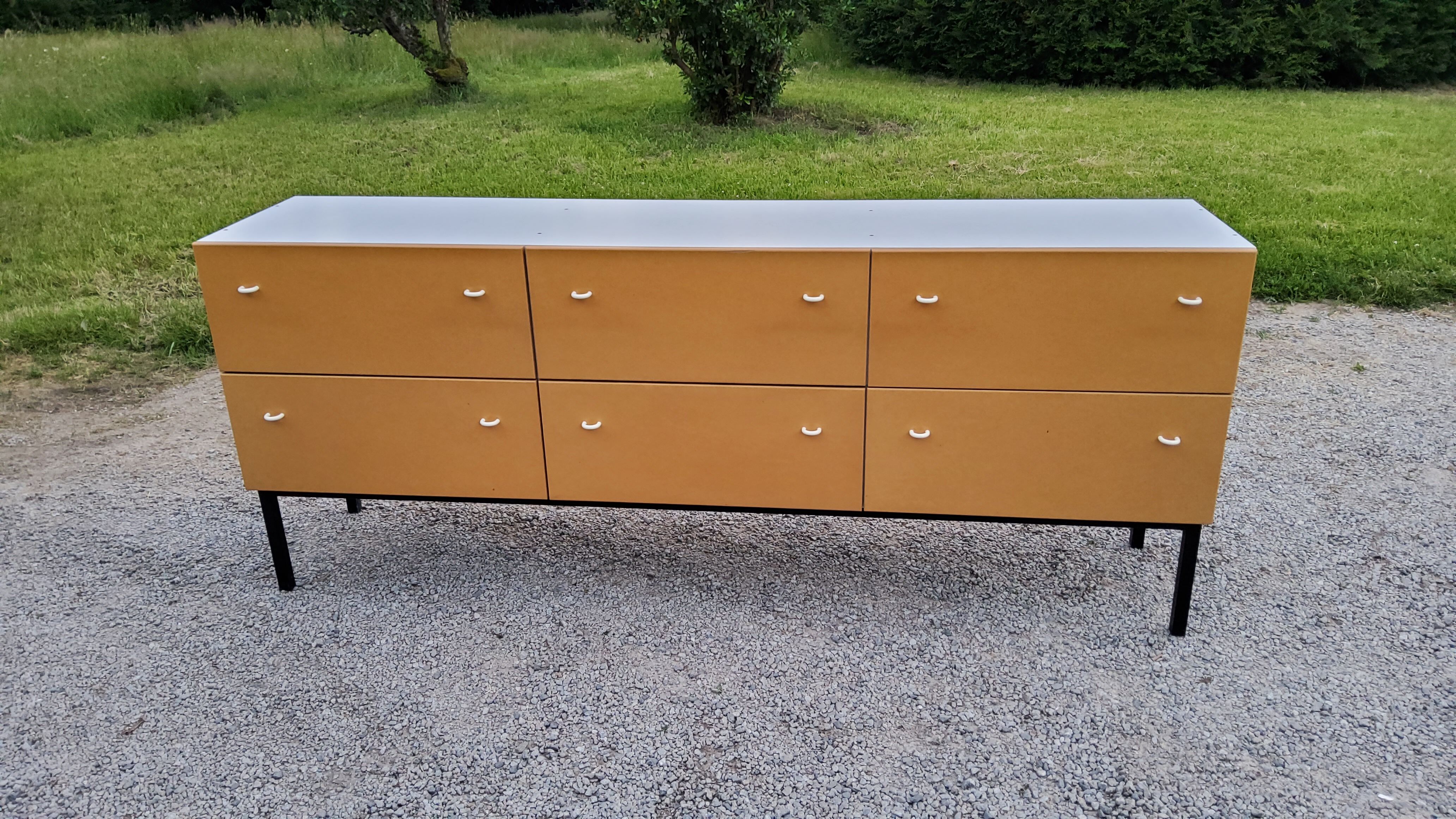 Enfilade store furniture of the 70s six large drawers