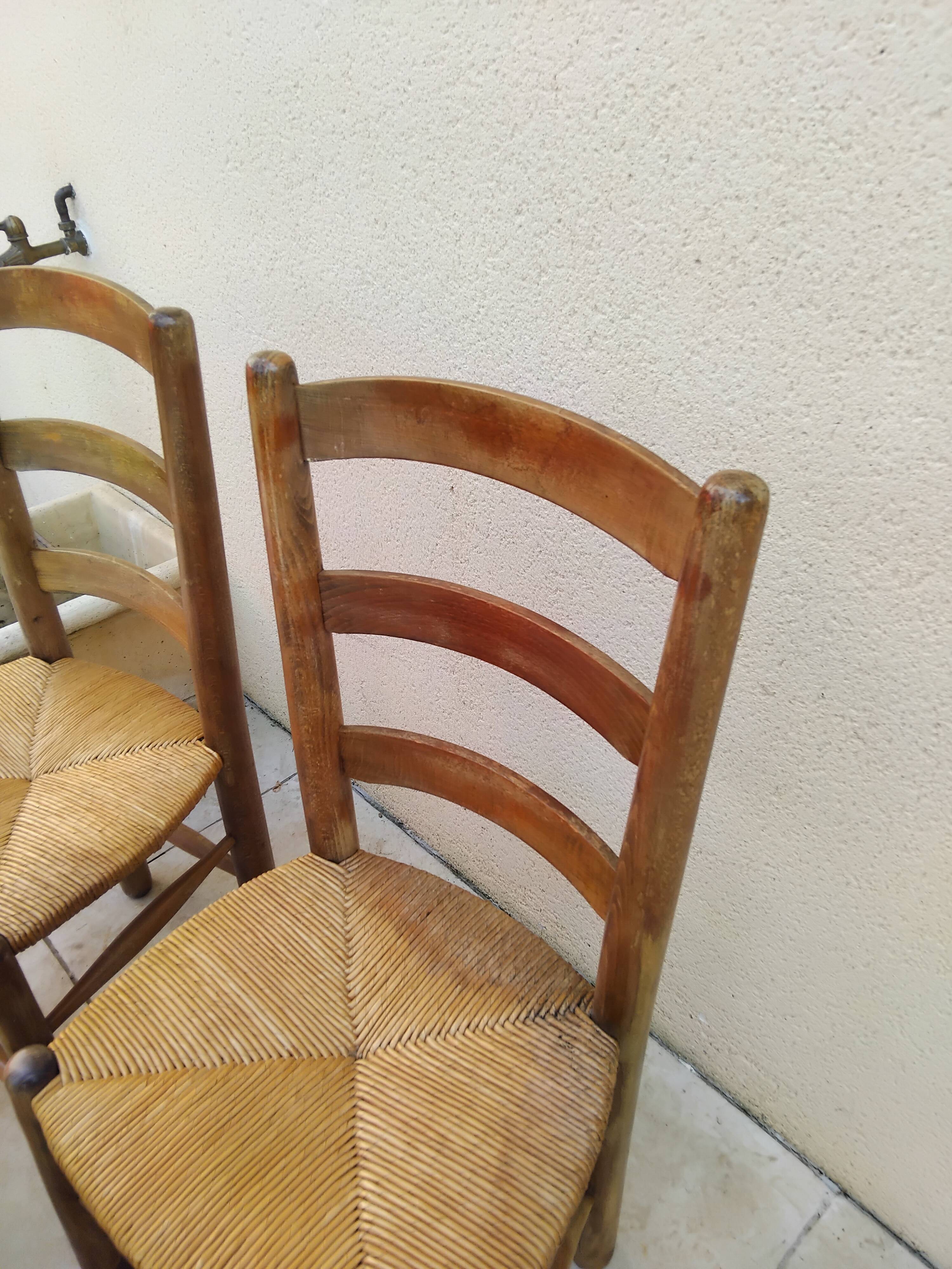 4 vintage straw chairs