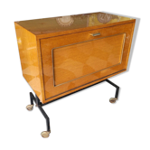 1960s low bar cabinet on wheels