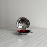 Silver-plated metal shell butter dish