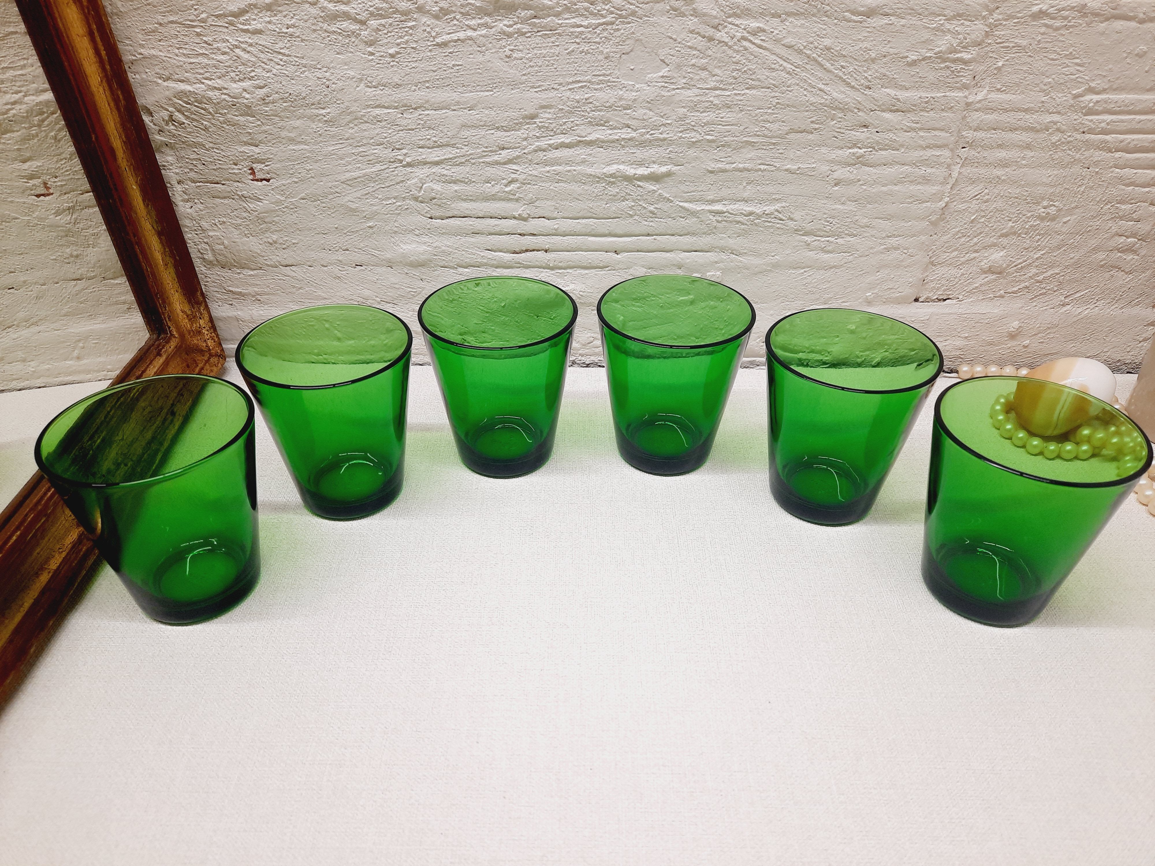 Set 6 green Vereco glasses