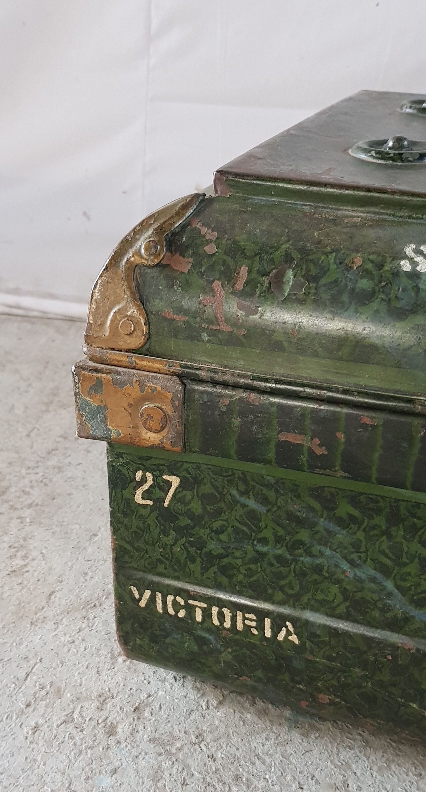 Ancient colonial travel trunk