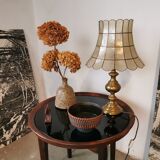 Brass lamp and mother-of-pearl lampshade circa 1970/80
