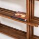 Sculptural wengé slat bookcase (Europe, 1960s).
