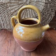 Provençal terracotta pitcher/jug with yellow glaze