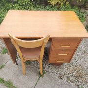 Bureau et sa chaise en chêne blond années 1950/1960