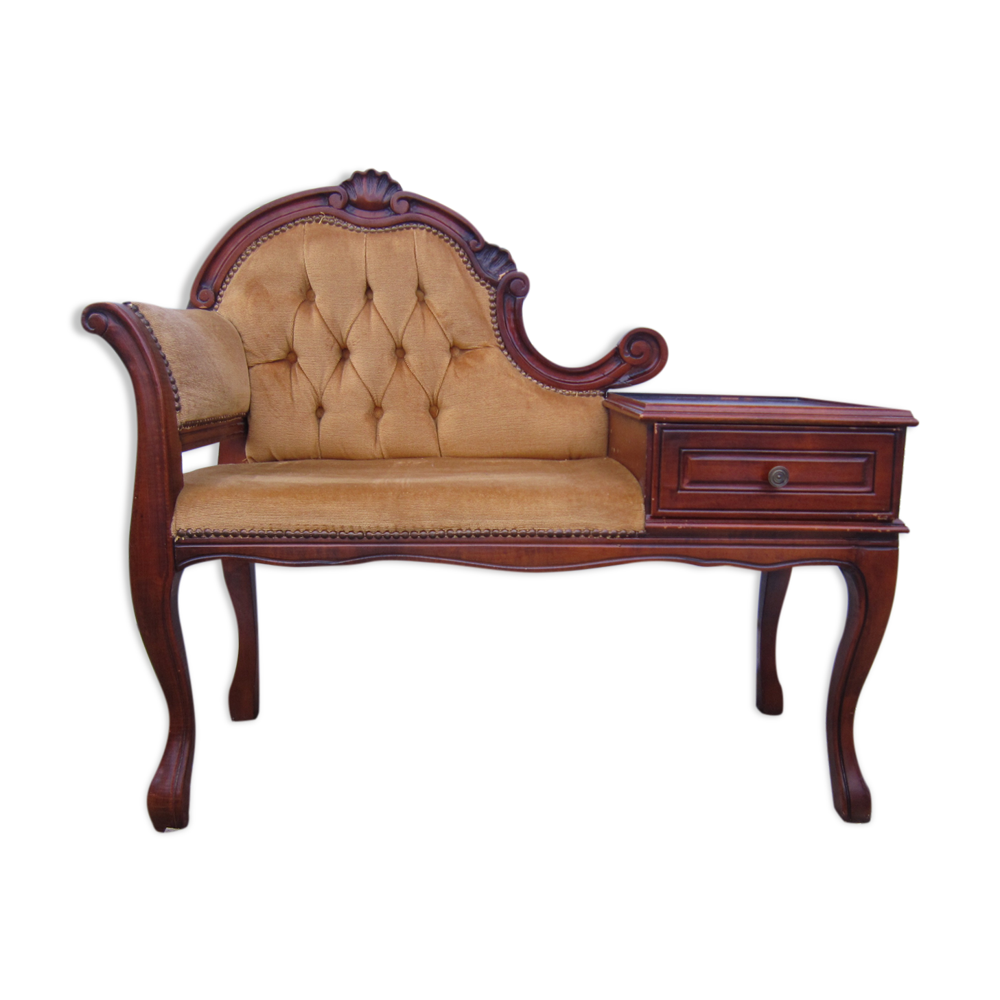 Vintage telephone furniture bench and tablet with 1 drawer