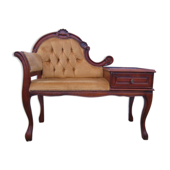 Vintage telephone furniture bench and tablet with 1 drawer