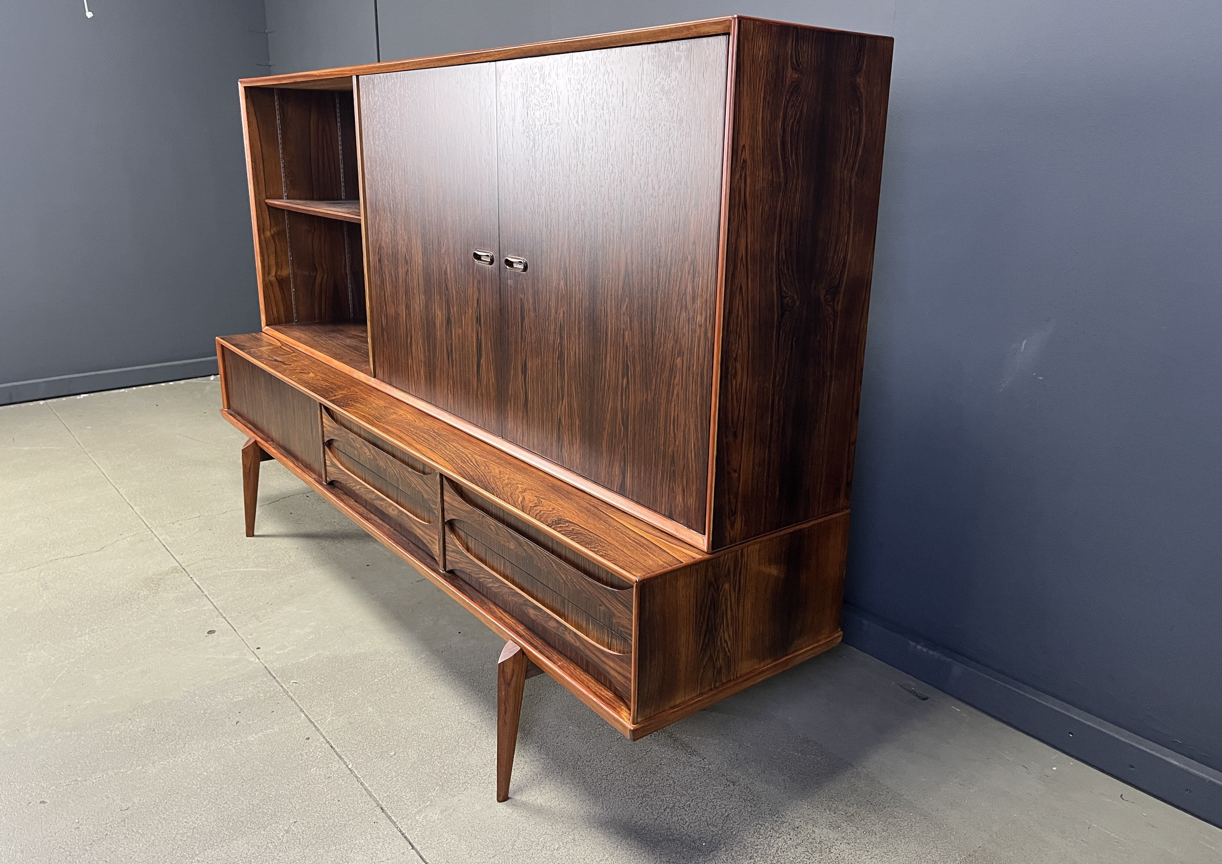 Oswald Vermaercke Paola rosewood highboard for V-Form Belgium 1959