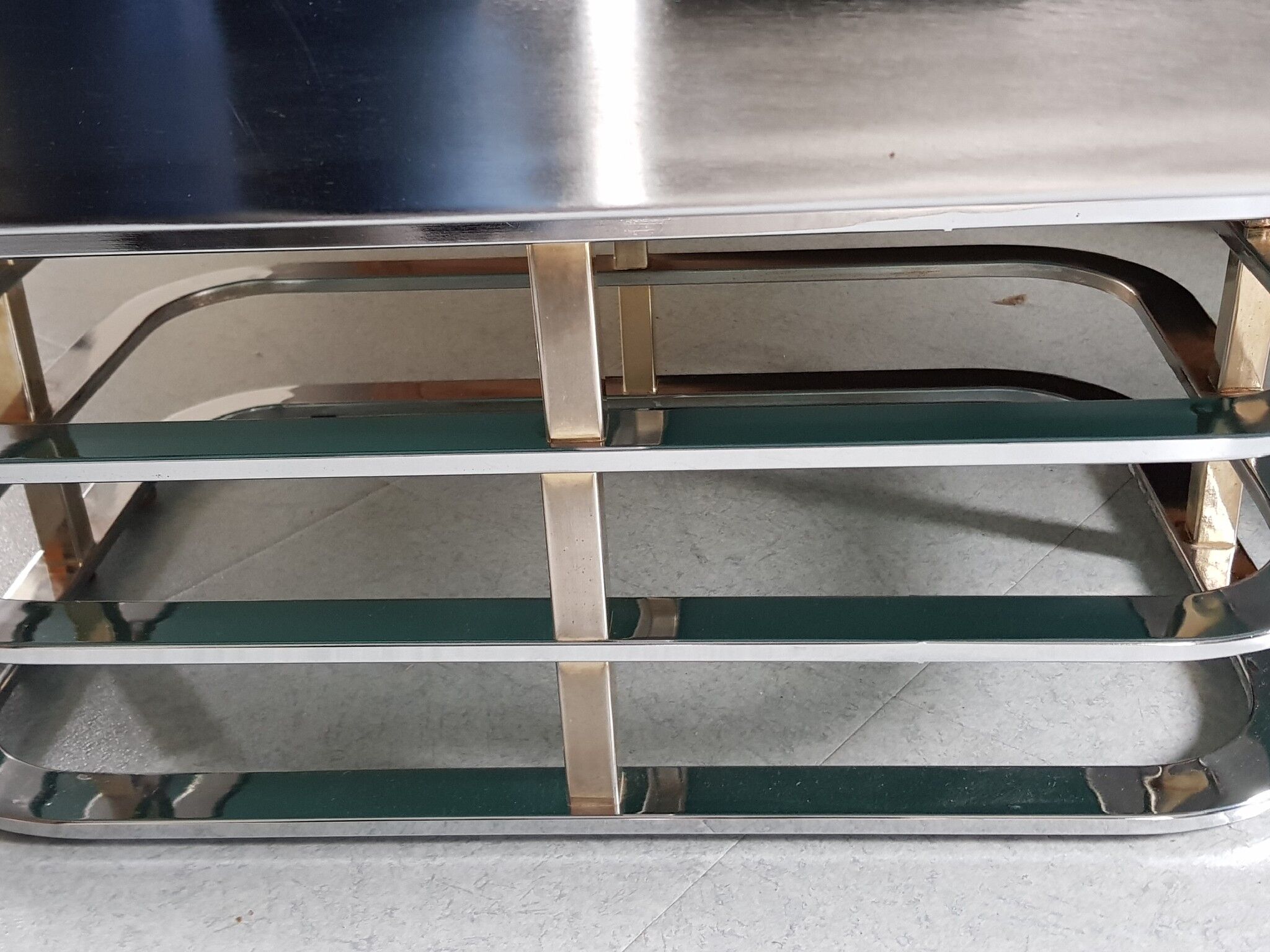 Table basse en verre et métal 1970