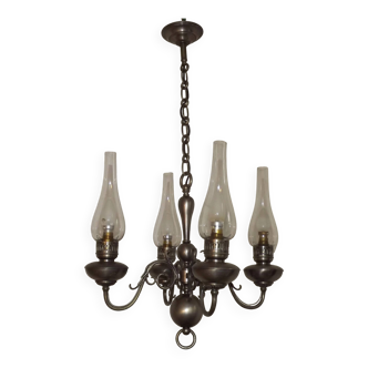 Lustre flamand à 4 lumières en étain soufflé à la main 5104