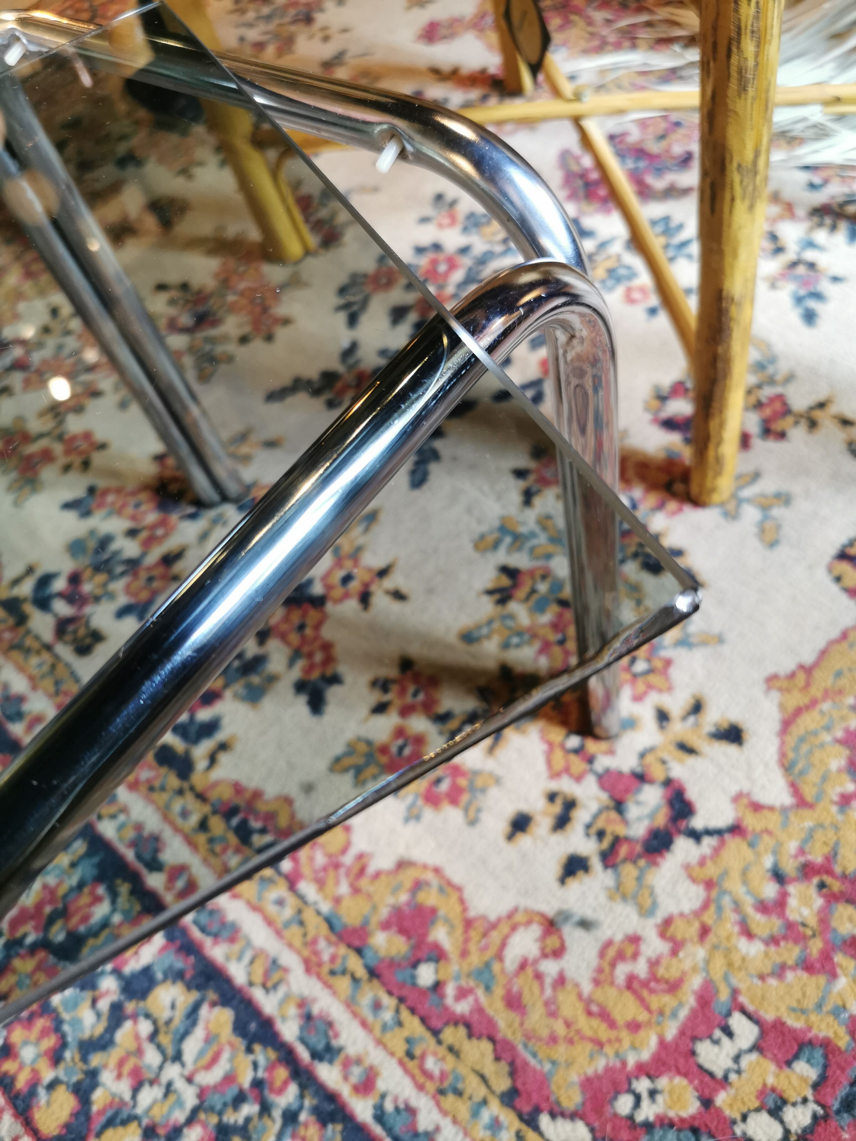 Table basse chromée années 70