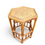 Set of 4 small rattan tables