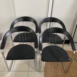4 fauteuils Skaï et chrome