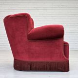 1960s, Danish relax armchair, original condition, red furniture velour.