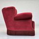 Fauteuil relax danois des années 1960, état d'origine, velours d'ameublement rouge.