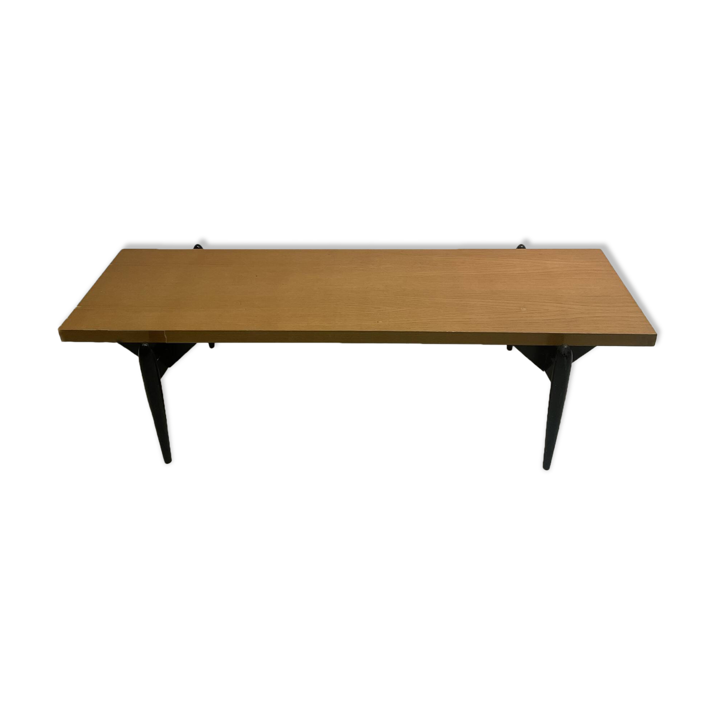 Large 1950s modernist coffee table – sculptural black base