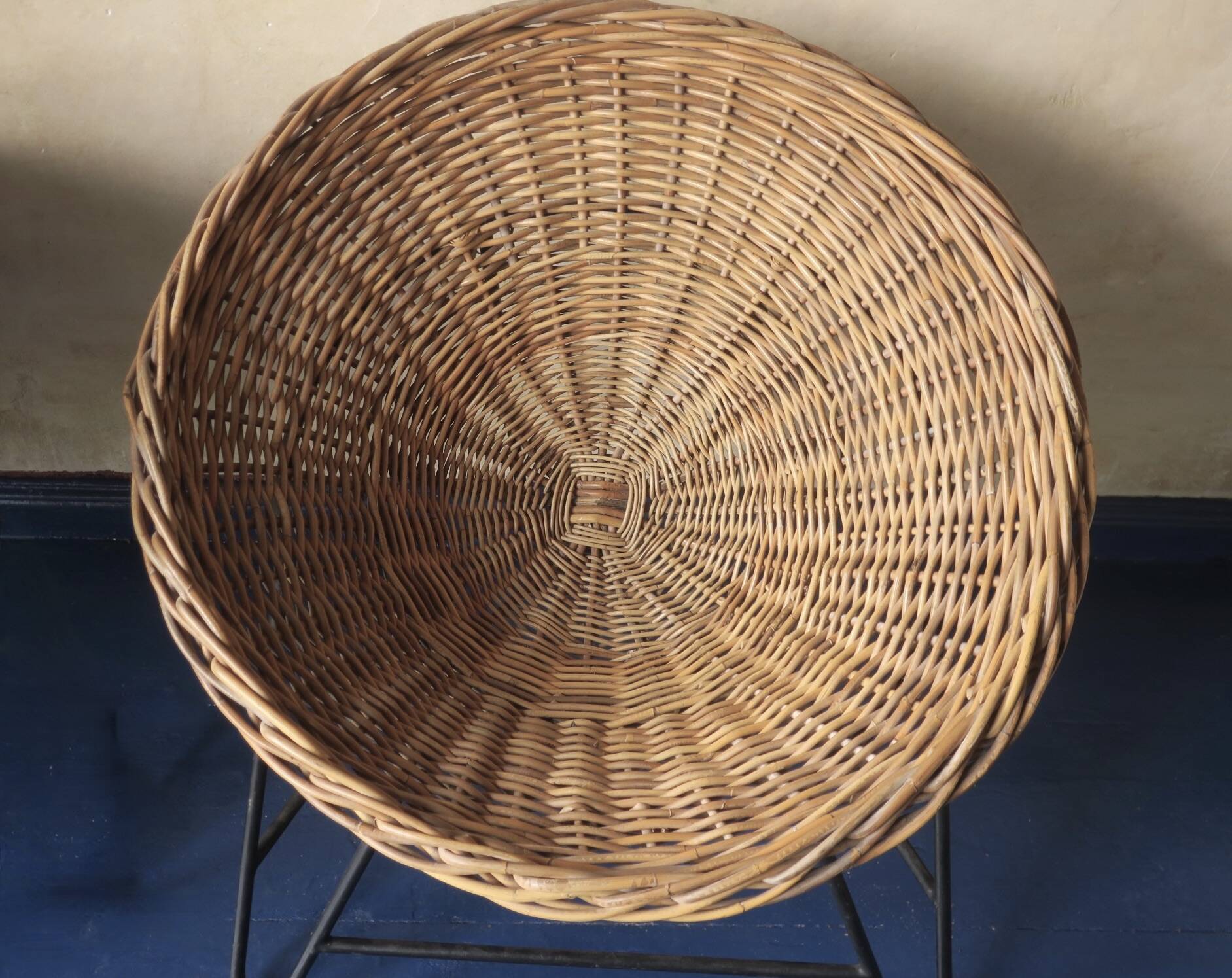 Pair of mid century bamboo and iron pod chairs, 1960s