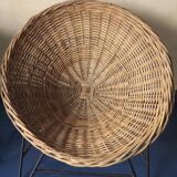 Pair of mid century bamboo and iron pod chairs, 1960s