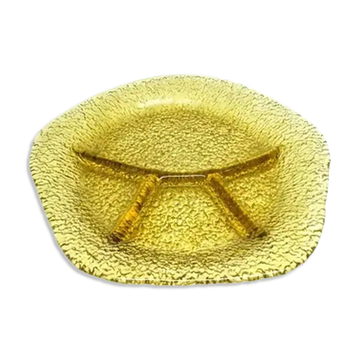 Appetizer platter, mid-century modern, yellow glass, design by J. Drost, Ząbkowice, Poland, 1970s