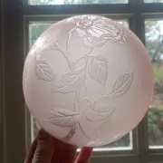 Sprat - frosted pink glass with pink flowers for chandelier lamp circa 1920