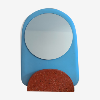 Removable mirror - poppies bleu