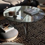 Vintage Mid Century Chrome & Glas Bauhaus Coffee Table