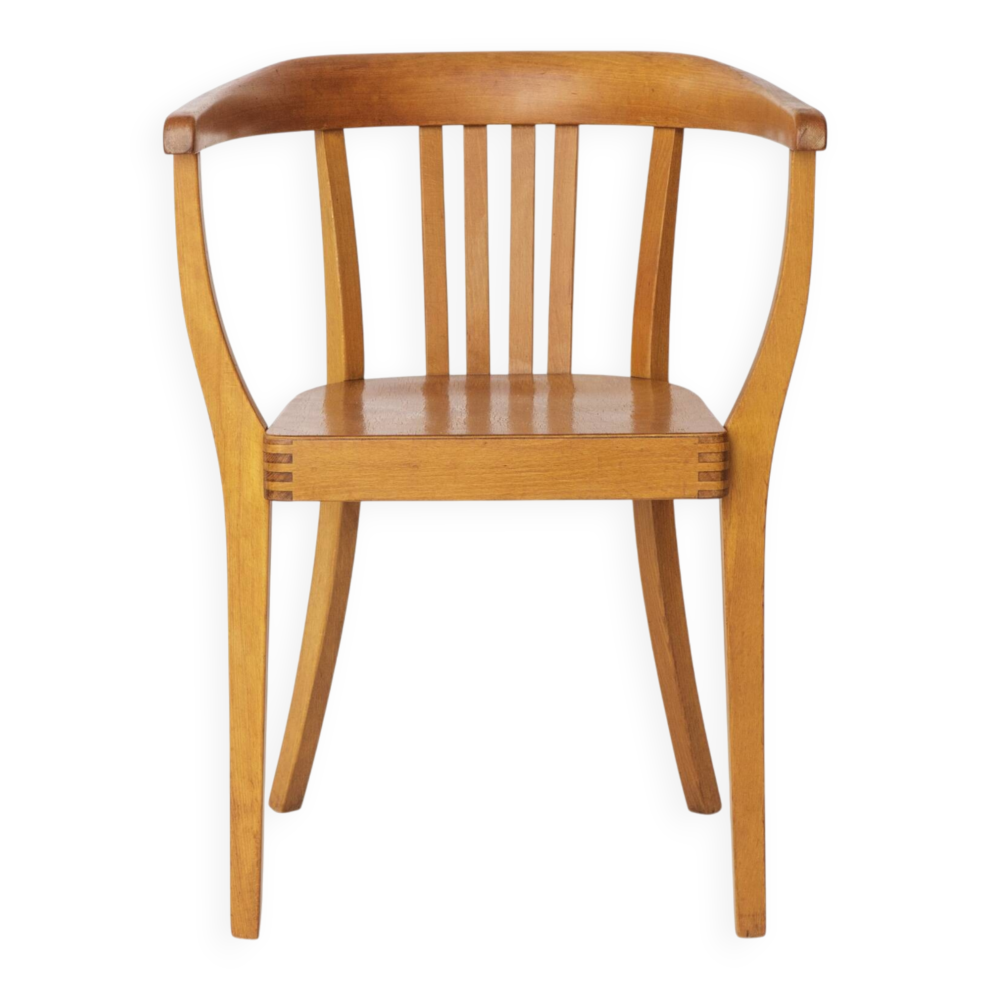Vintage Beech Armchair – 1950s/60s German Chair – Restored Mid-Century
