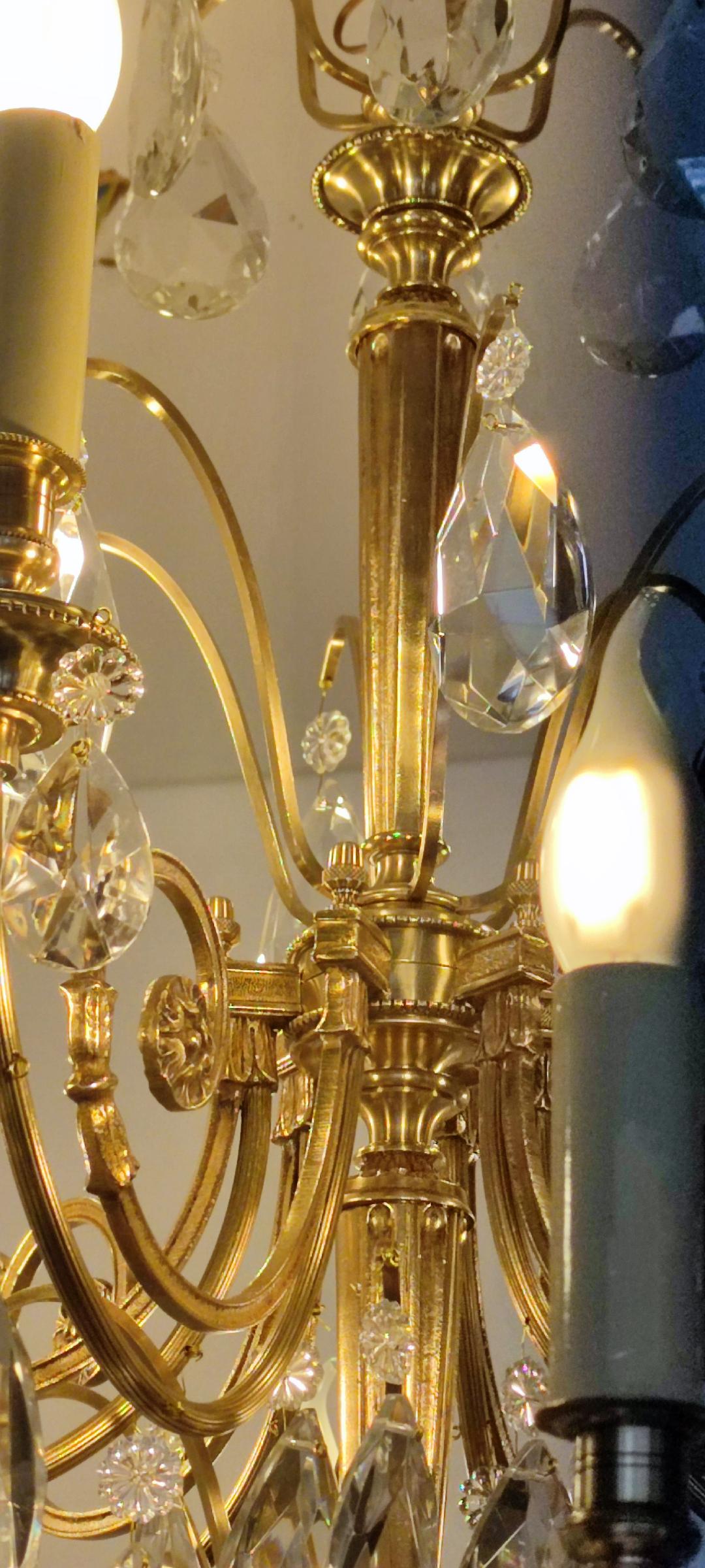 Crystal and bronze chandelier 12 arms of light