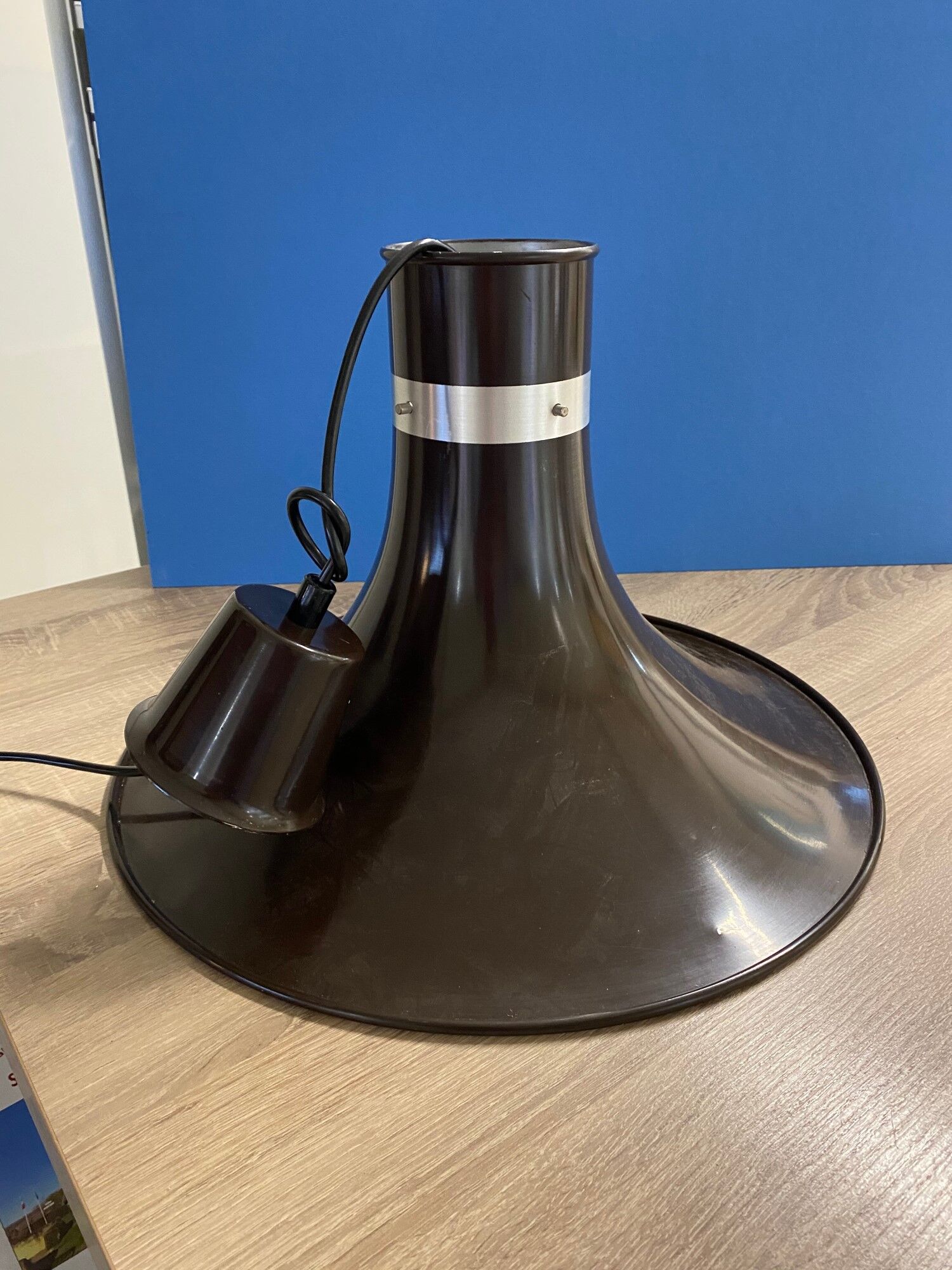 Brown lacquered metal pendant lamp