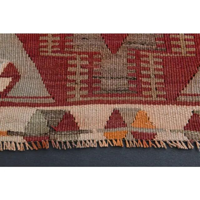 Vintage Turkish Hand-Knotted Wool Cotton Red Runner Rug 146x335