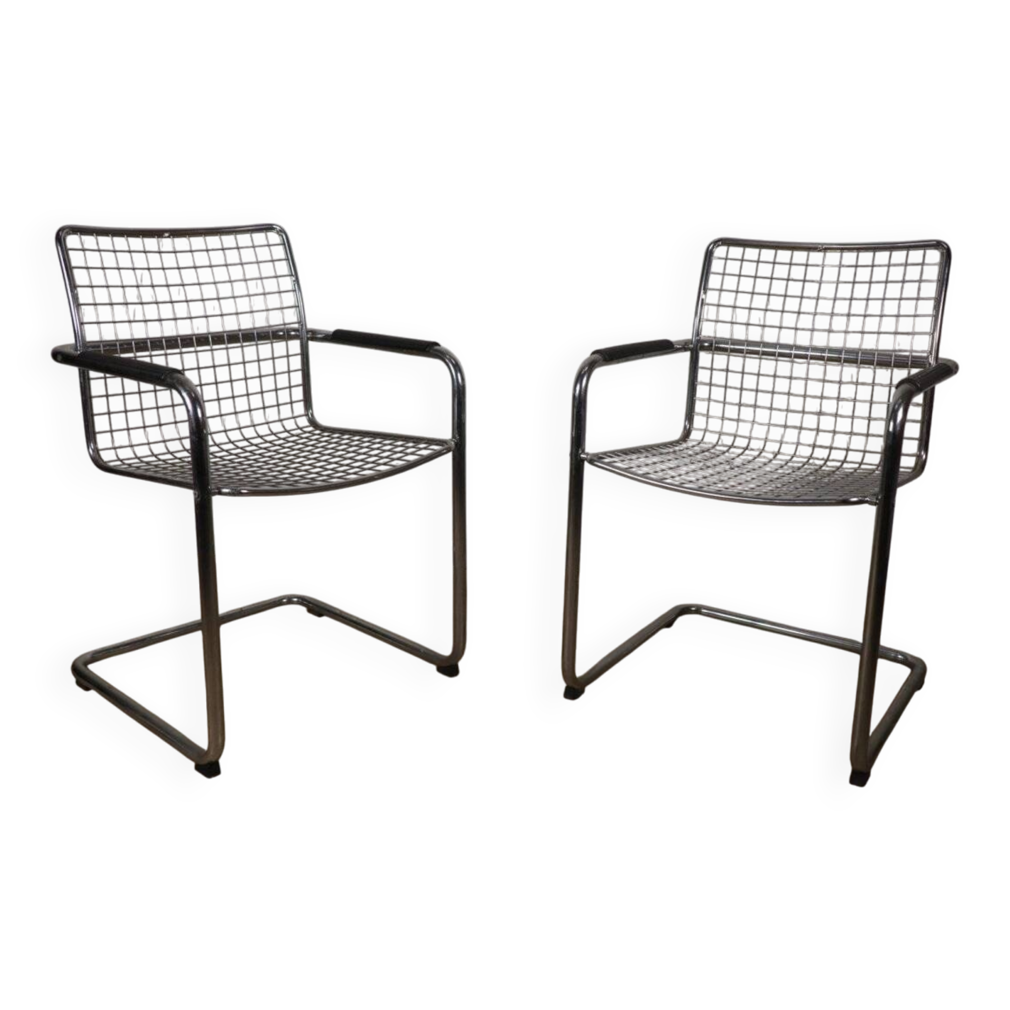 Pair of vintage chrome metal armchairs, 1970