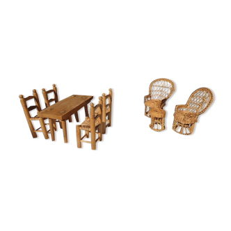 Lot 8 miniature vintage toys tables and seats