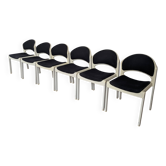 Set of 6 Industrial Aeon Mondial Stackable Chair / Vintage Dutch Postmodern