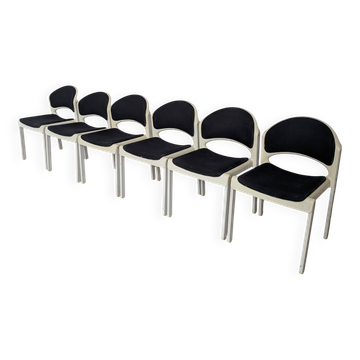 Set of 6 Industrial Aeon Mondial Stackable Chair / Vintage Dutch Postmodern