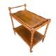 Vintage wooden turned rolling dessert trolley, removable tray.
