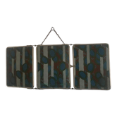 Vintage mirror 1930 triptych beveled barber Art Deco fabric - 28 x 68 cm