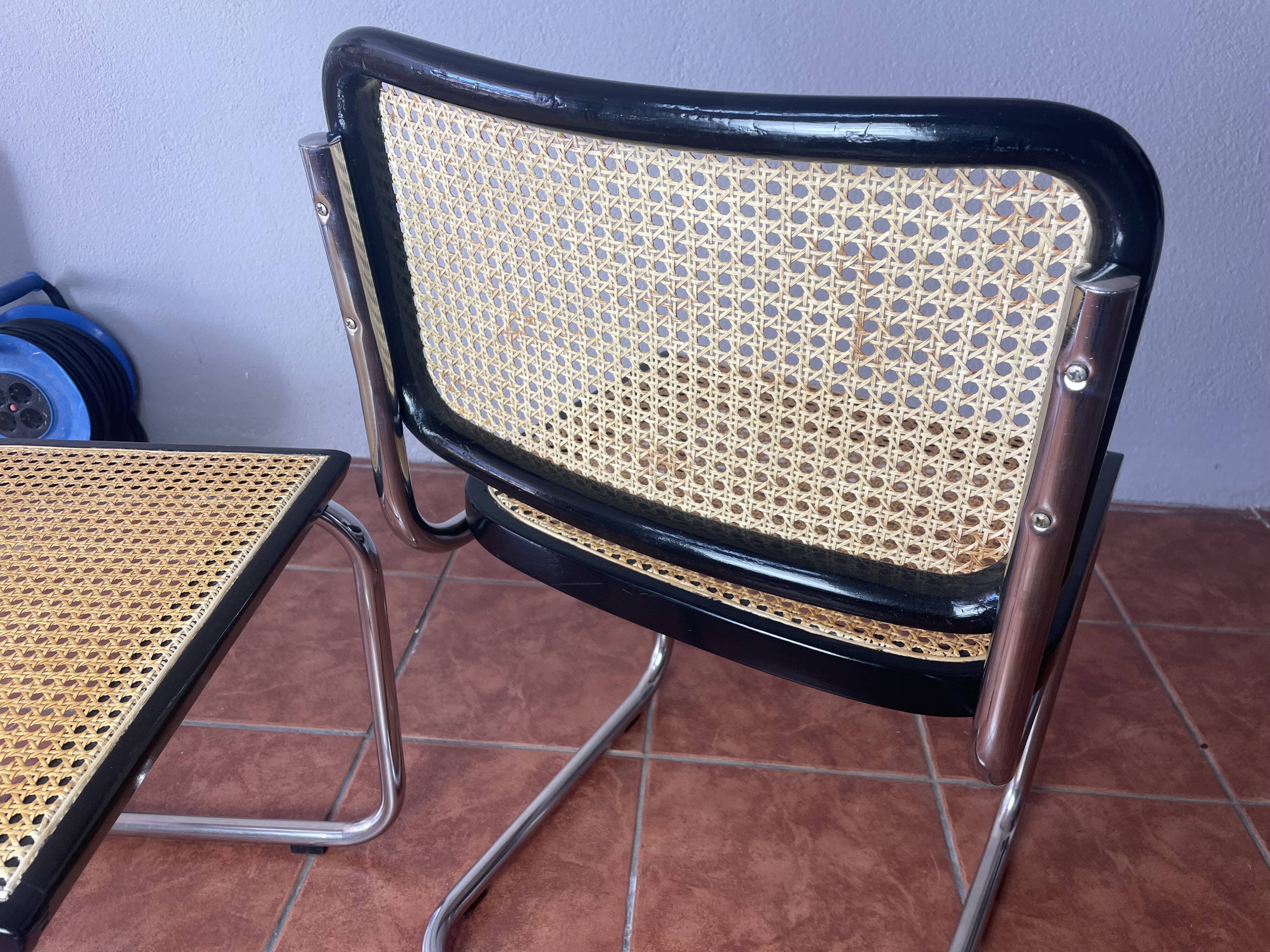 Set of two mid-century modern Marcel Breuer B32 Cesca chairs, Italy 1970s
