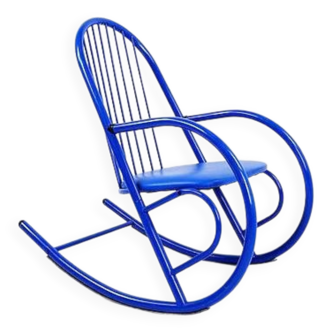 Rocking Chair en métal tubulaire laqué bleu - 1970