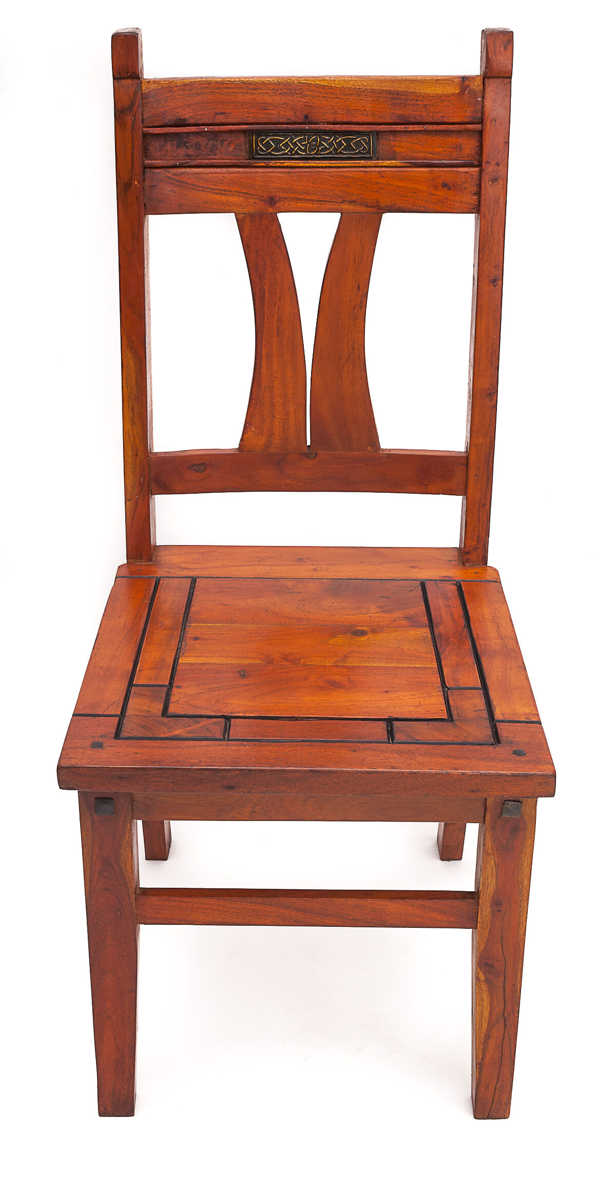 Set of 4 chairs in solid mahogany, vintage Art Nouveau, 1900