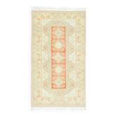 Tapis couloir vintage turc Oushak fait main en laine et coton beige 114x204 cm des années 1970