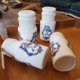 4 opaline bottles blue pattern