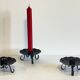 3 bougeoirs en fer noir vintage