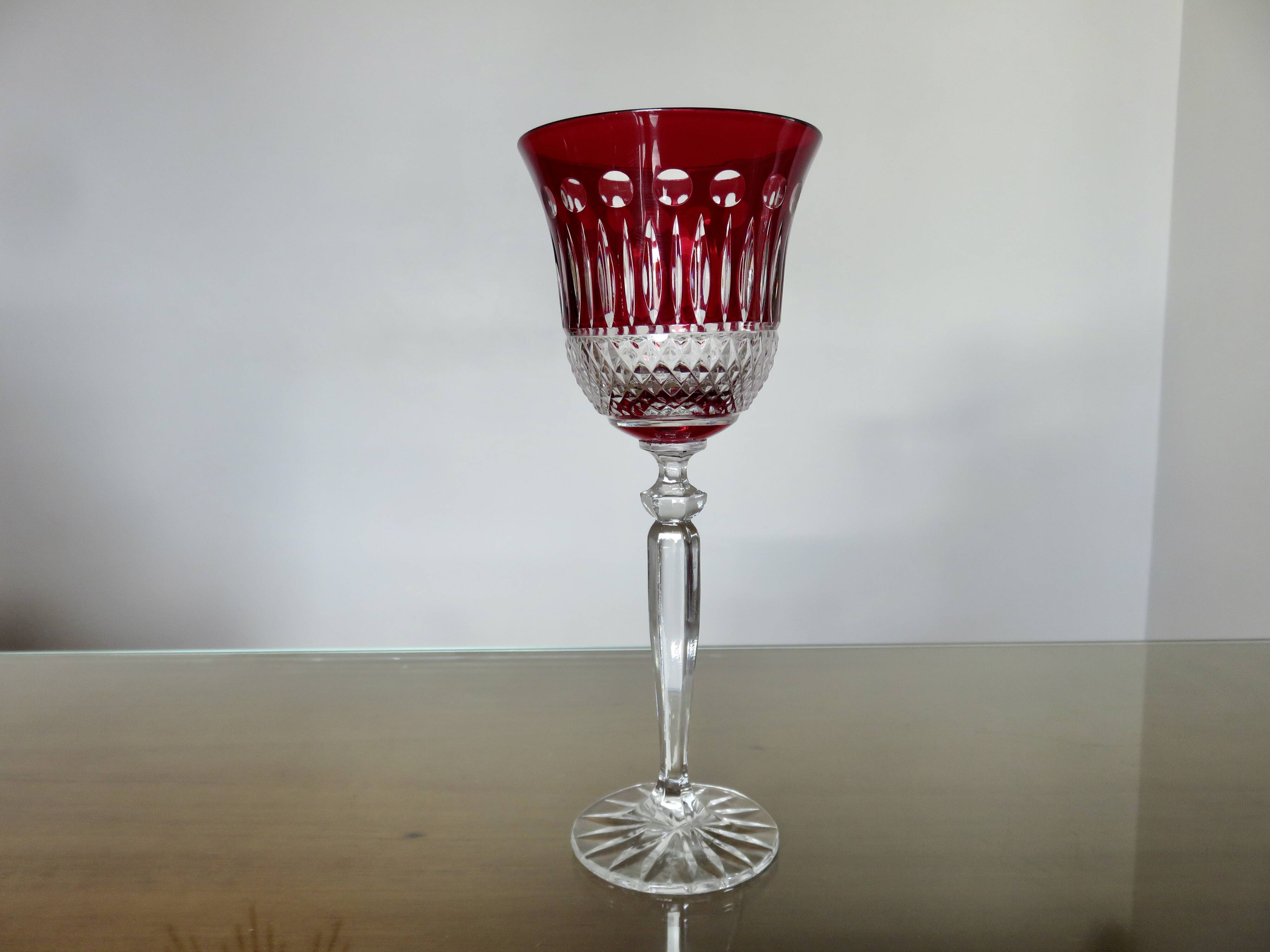 Set of 4 colored crystal wine glasses