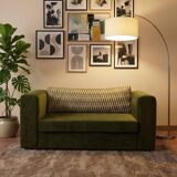 Olive velvet two-seater sofa