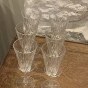 6 vintage champagne flutes patterned leaves or petals