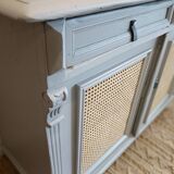 2-door sideboard in light gray wood and cane