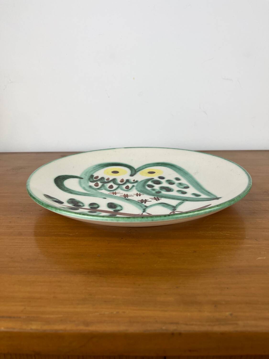 Vintage 1950s ceramic plate owl