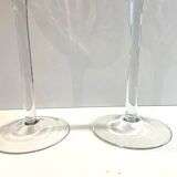 Duo of Tealight Holders Vases Candle Holders on Stand Blown Crystal Glass Amber