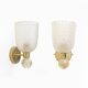 Pair of Murano Pulegoso Glass and Brass Wall Sconces, Italy